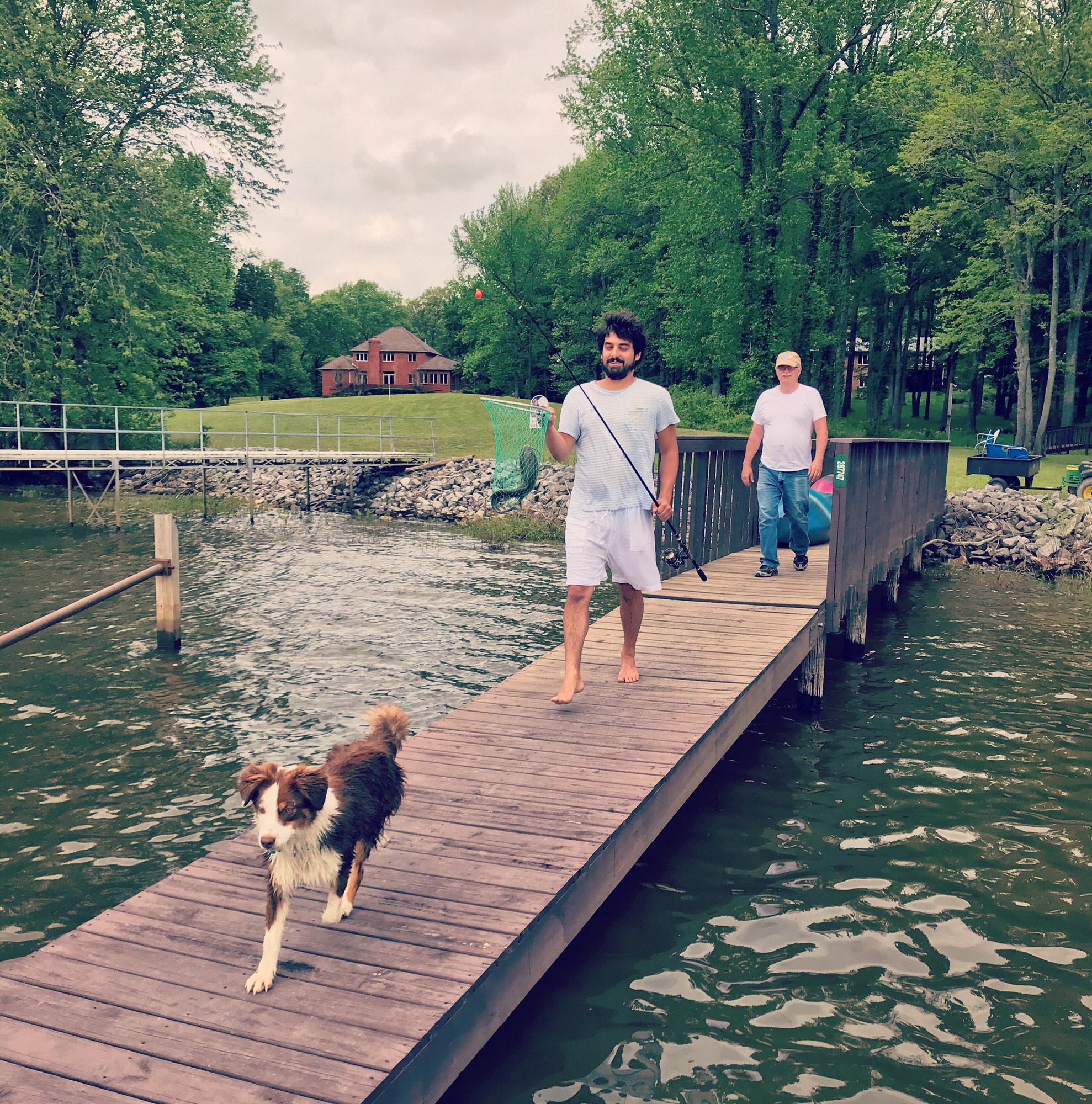 Tyler, Autumn’s dad, and Percy bringing in the catch of the day