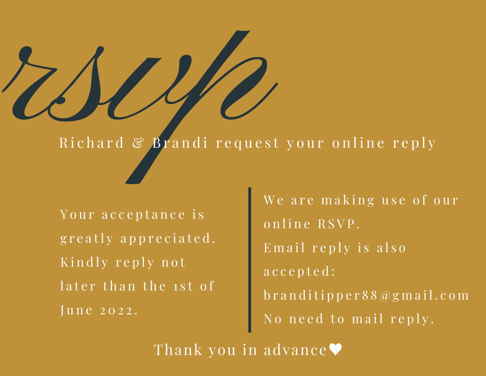 The Wedding Website of Brandi Tipper and Richard Carriere