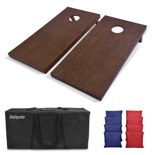 GoSports 4'x2' Regulation Size Wooden Cornhole Boards Set with Dark Brown Varnish | Includes Carrying Case and Bean Bags (Choose Your Colors) Over 100 Color Combinations
