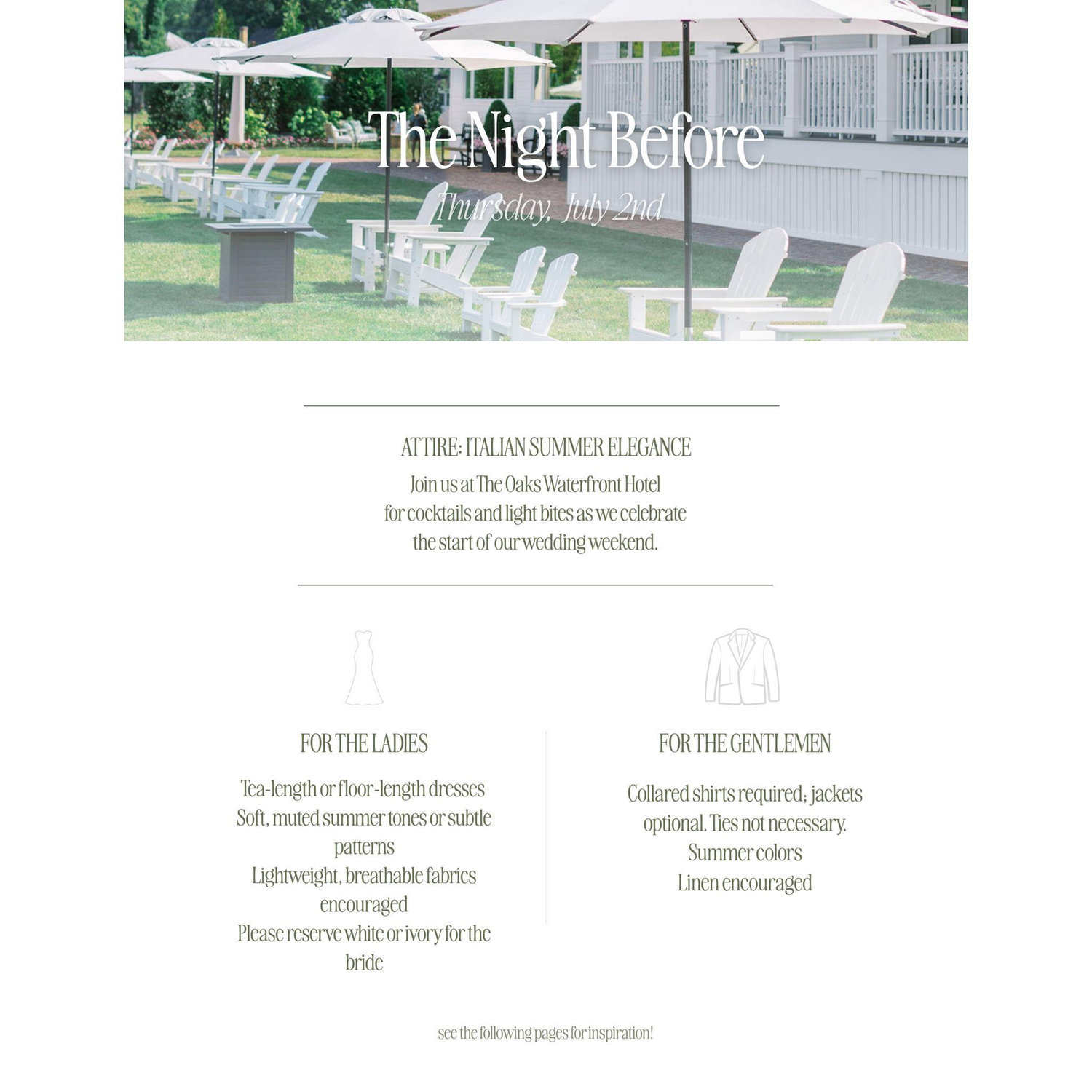 Thursday, July 2nd - Italian Summer Elegance