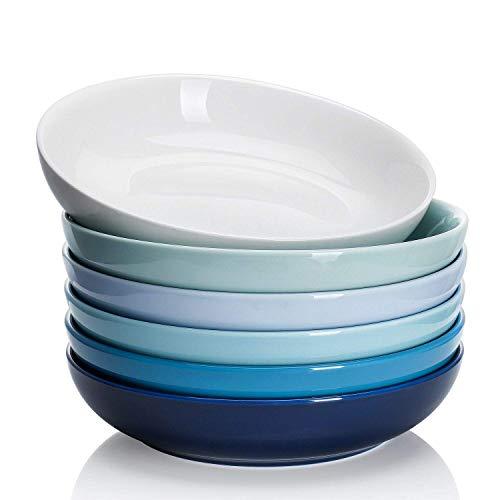 Sweese 112.003 Porcelain Salad Pasta Bowls - 22 Ounce - Set of 6, Cool Assorted Colors