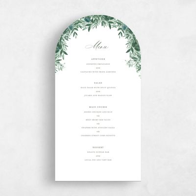 White Arch Wedding Menu - Chai