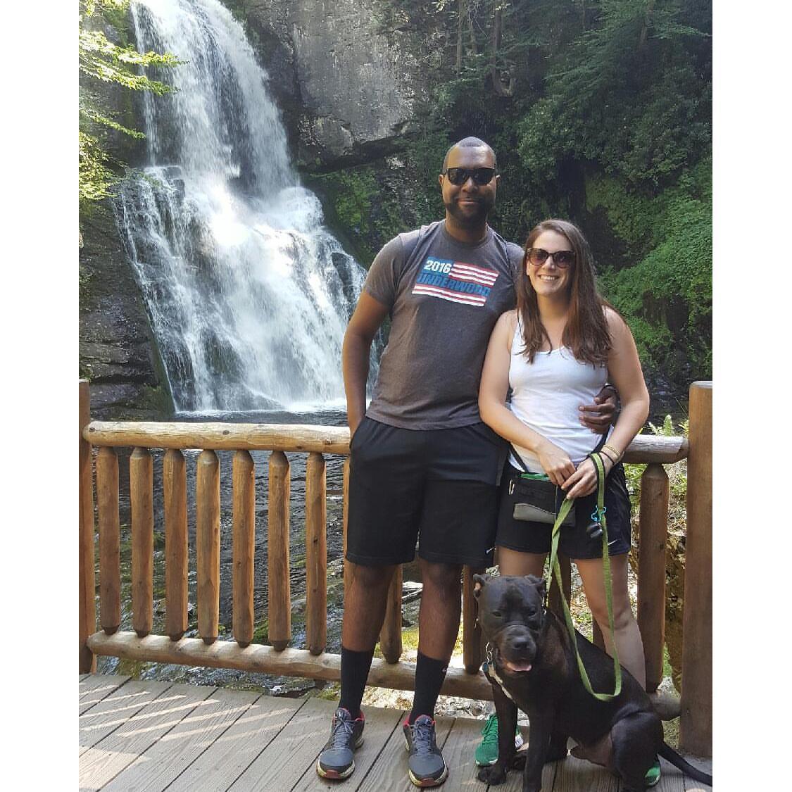 Our first trip up to the Poconos with Coop. This was at Bushkill Falls!