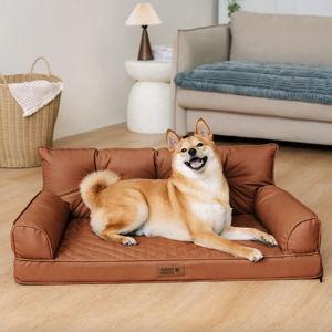 Luxe Faux Leather Foldable Orthopedic Dog Bed - XL