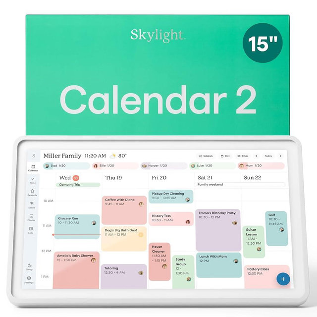 The Skylight Calendar 2 15” Classic White w/NA Adapter
