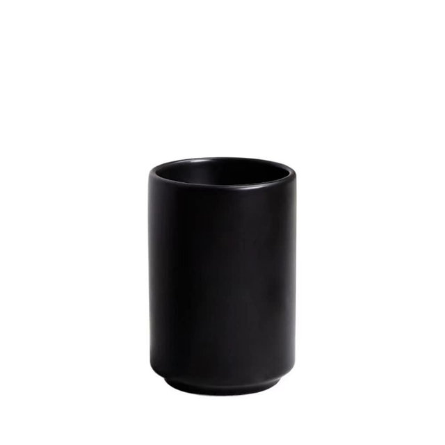 RabyLeo Japanese Simple Black and White Style, handleless Ceramic Mug, Tea Cup, Toothbrush Holder, Coffee Cups (Black)