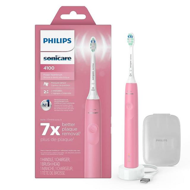 Philips Sonicare 4100 Rechargeable Electric Toothbrush, Advanced Plaque Removal, Pressure Sensor, Includes Brush Head Case, Deep Pink BD5004AZ