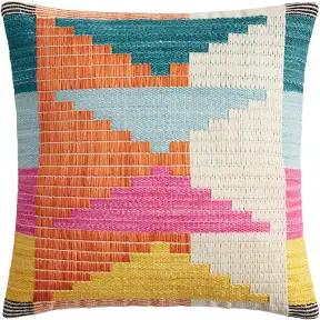 Multicolor Woven Triangles Outdoor Throw Pillow