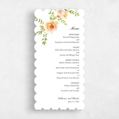 Orange Scalloped Wedding Menu - Tillage