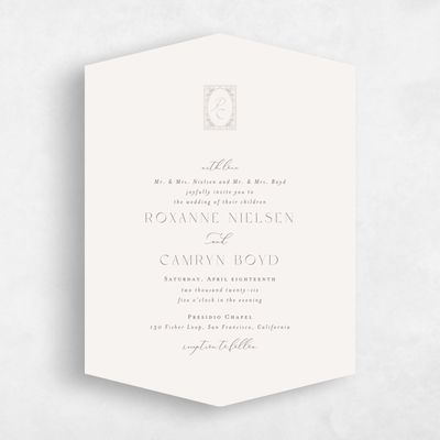 Beige Diamond Wedding Invitation - Poplar Portrait