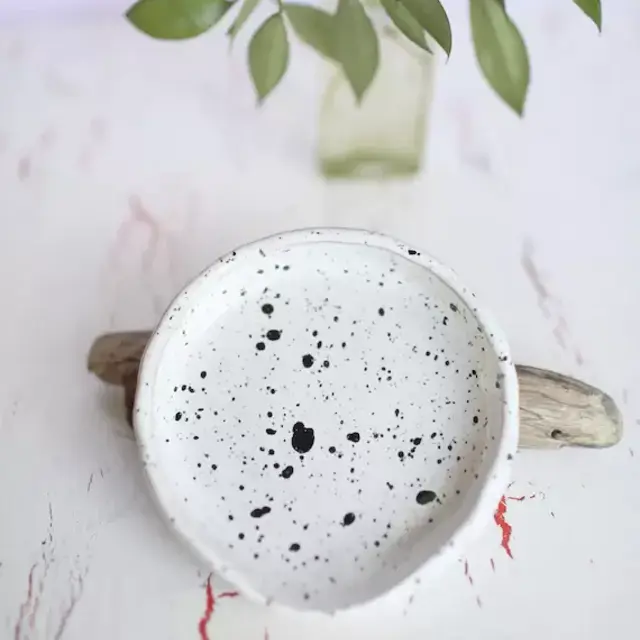 Black and White Splash Spoon Rest- Ceramic Spoon Rest