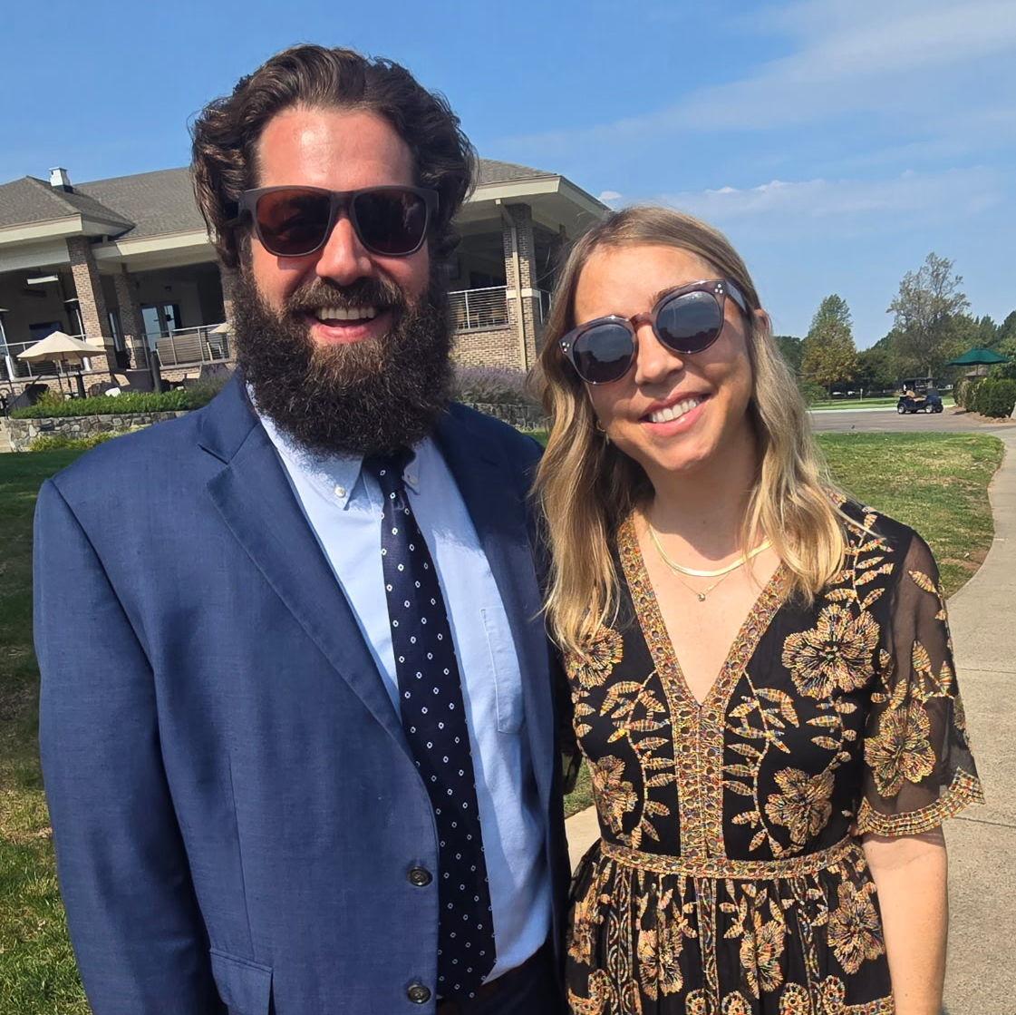 Us at the wedding of Dave & Catherine - we extended our stay in the area and made a roadtrip adventure out of it!