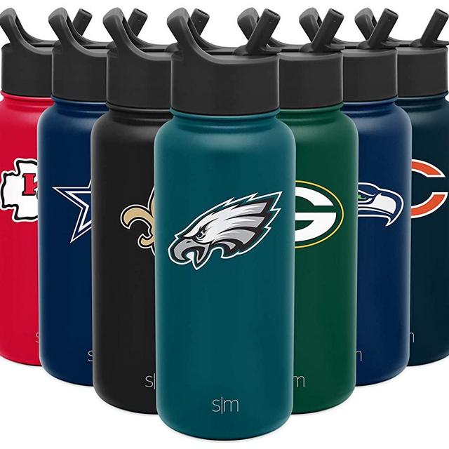 Simple Modern Officially Licensed NFL Water Bottle with Straw Lid | Gifts for Men & Women | Vacuum Insulated Stainless Steel 32oz Thermos | Summit Collection