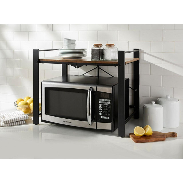BrylaneHome Folding Microwave Rack - Black