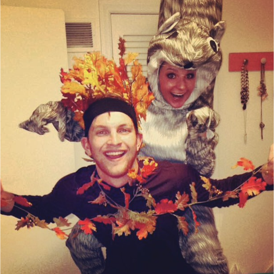 Meg loves squirrels, so naturally we dressed up as a squirrel + a tree one year.