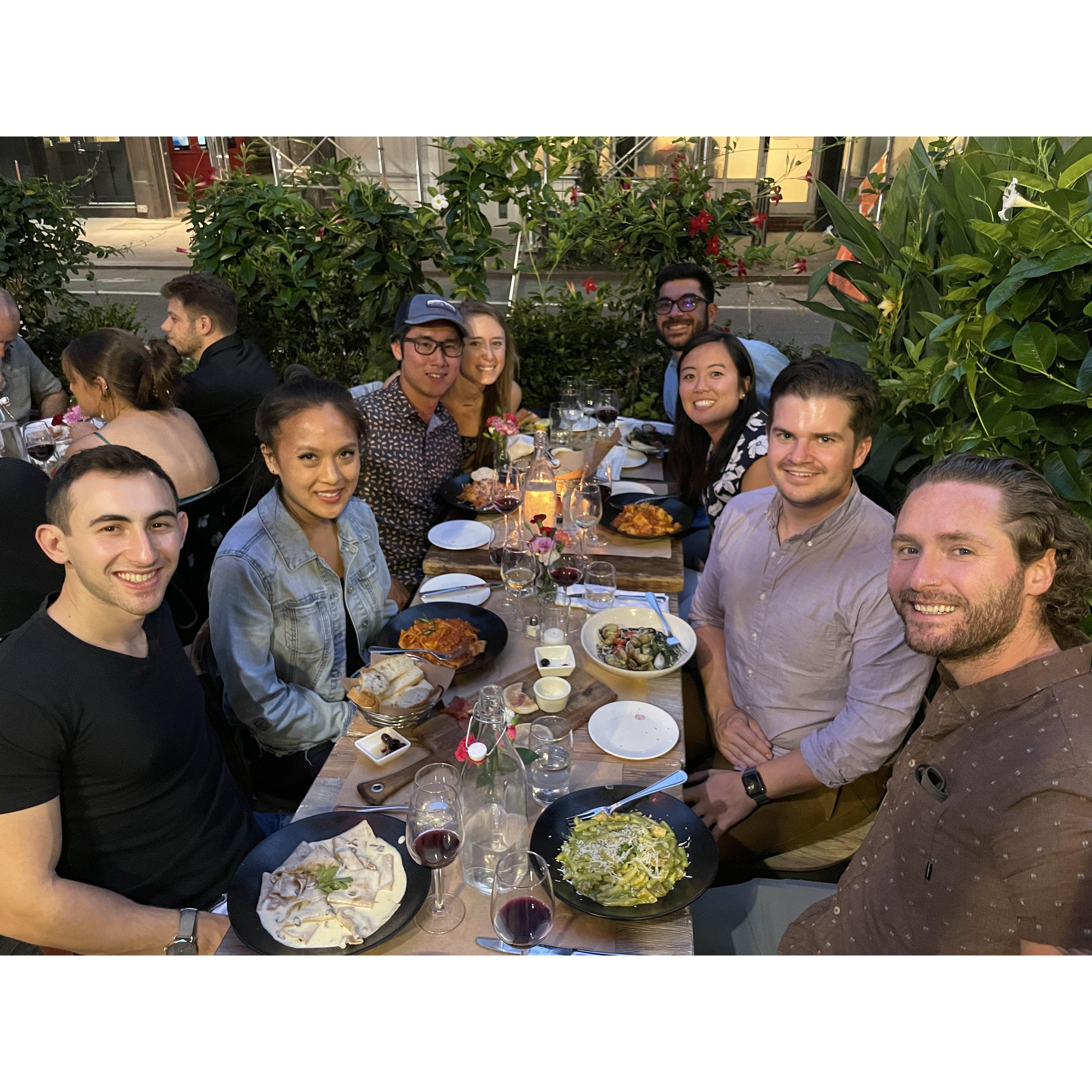 Our dinner with friends before Evan asked Cathy out on their first date!