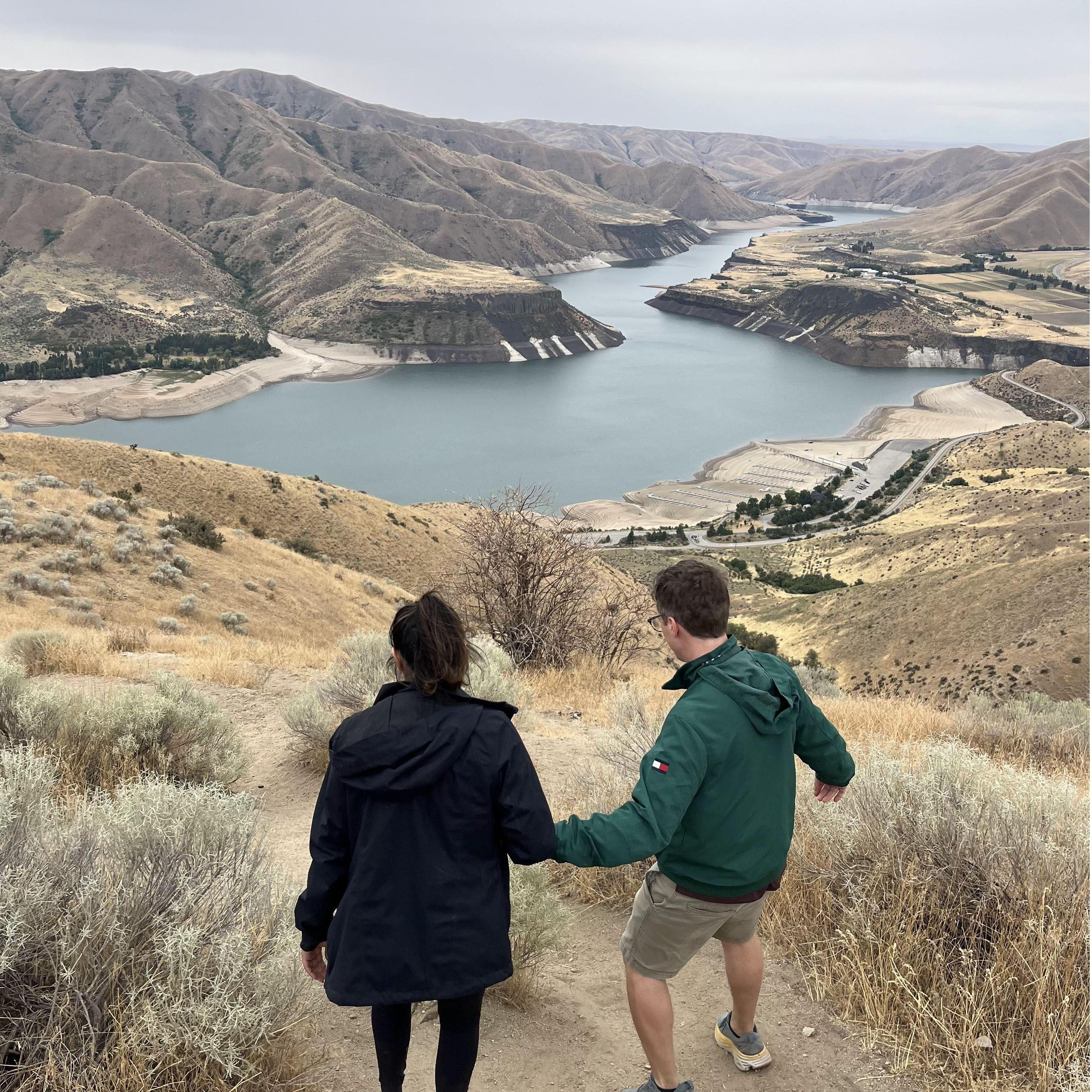 Jeff helping Anya down a VERY steep hike in Boise