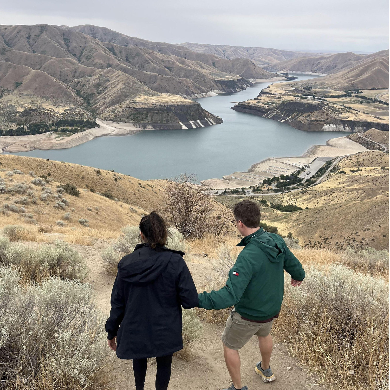 Jeff helping Anya down a VERY steep hike in Boise