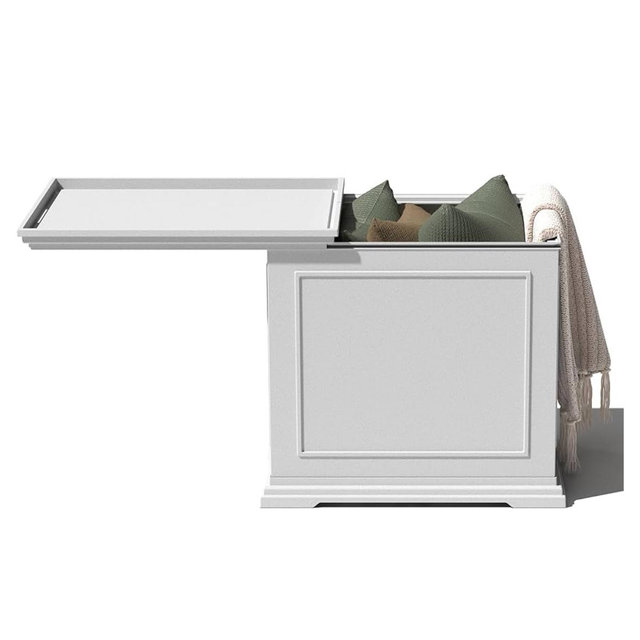2-in-1 Outdoor Side Table with Storage and Tray for Patio/Porch | Durable All-Weather Resistant | Classic & Functional