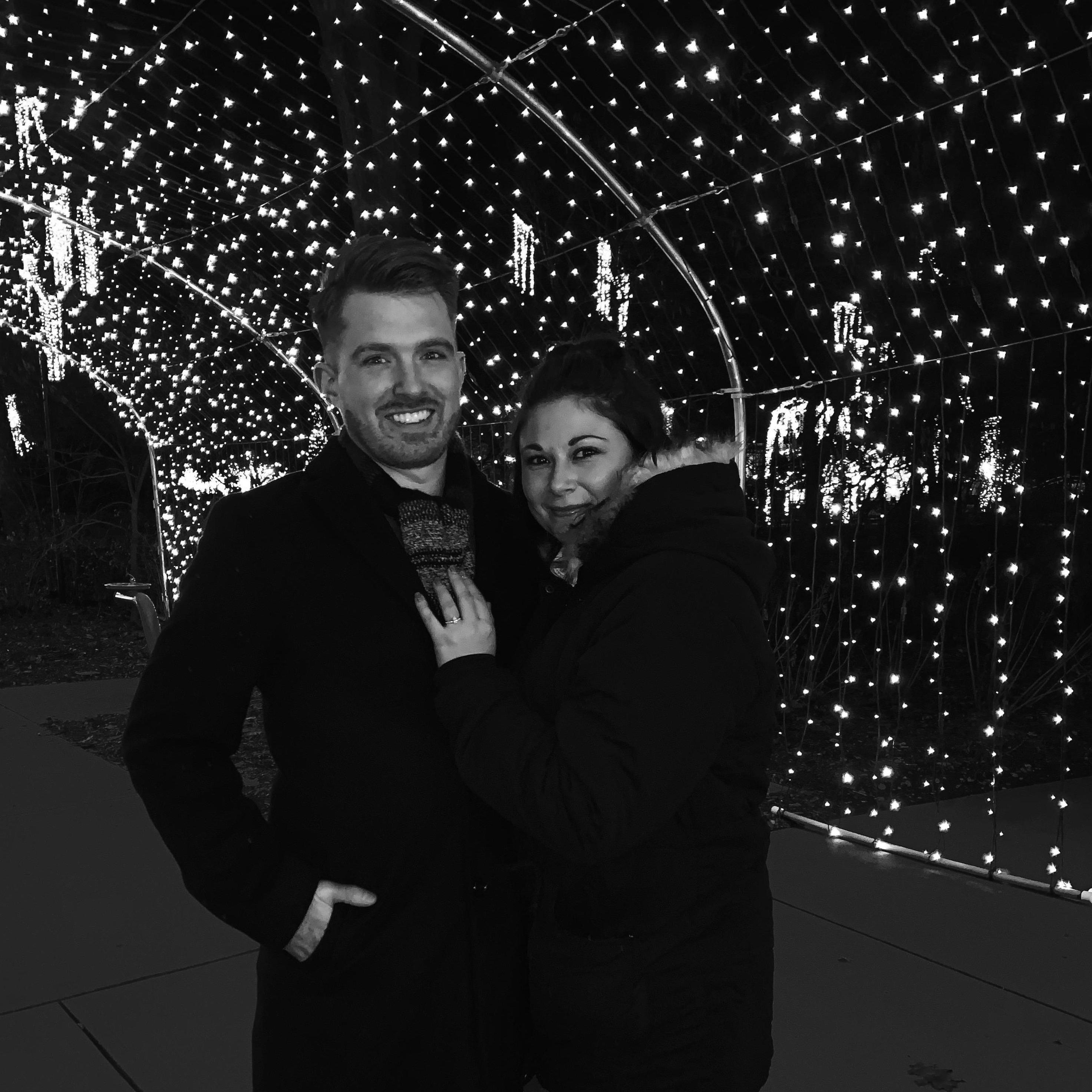 Our first photo taken together as an engaged couple. It was hard not to tell every person we passed that night about our news. "We get it, you're engaged!!"