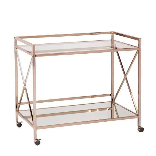 SEI Furniture Maxton Metallic Open Shelf Bar Cart, Gold