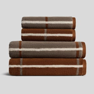 2+2 Organic Plush Bath Bundle - Tobacco Windowpane