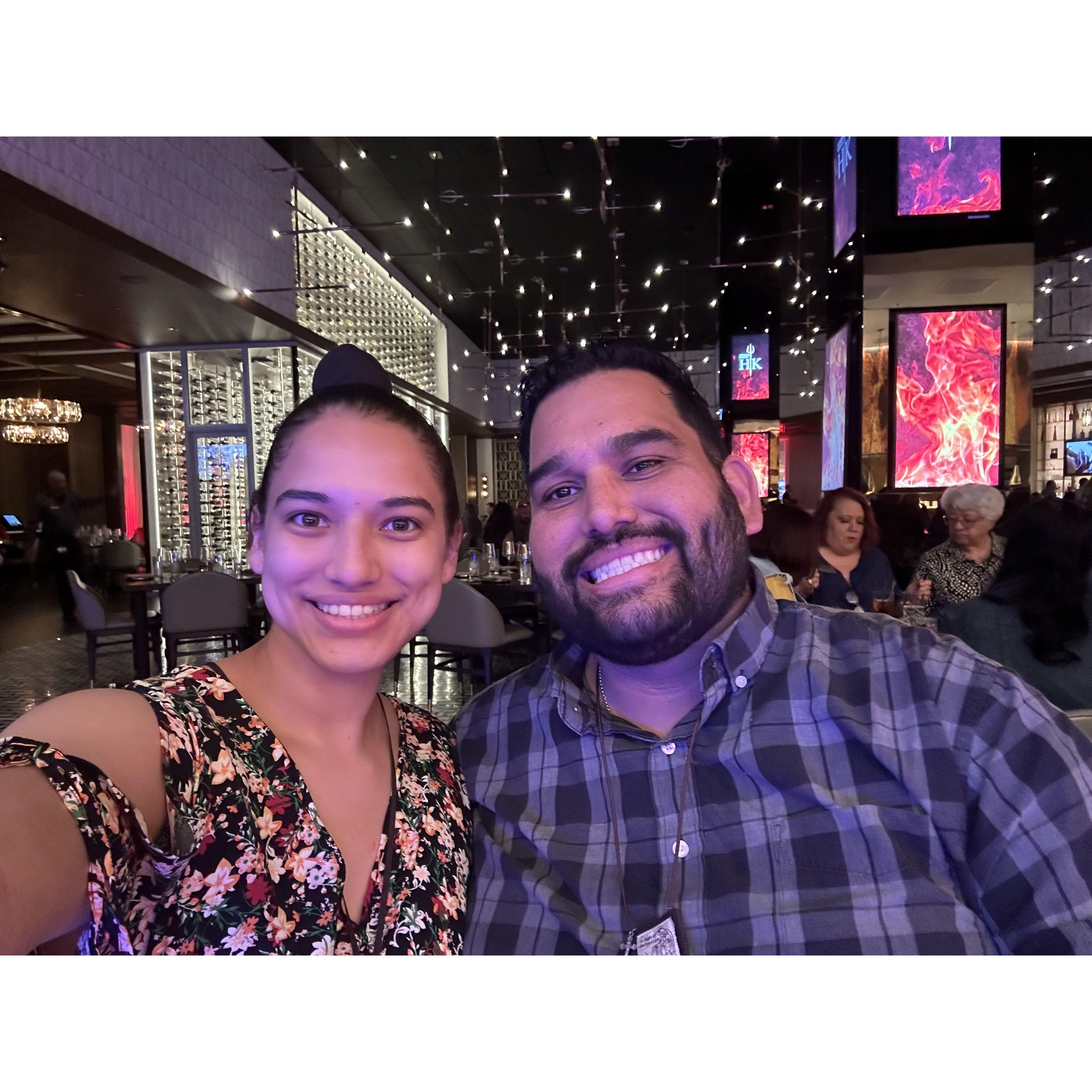 We ate at Gordon Ramsey's Hell's Kitchen! It was a cool experience!