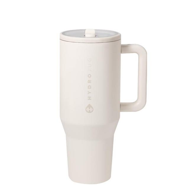 HydroJug Traveler - Modern 32 oz Tumbler with Handle & Simple Flip Straw - Car Cup Holder Friendly, Leak Resistant Water Bottle-Reusable Insulated Stainless Steel & Rubber Base - Gifts for Women & Men