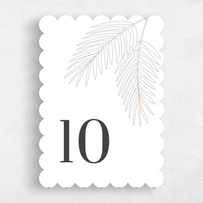 Beige Scalloped Wedding Table Number - Talana