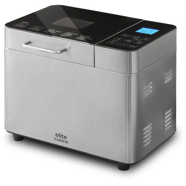 Elite Cuisine Stainless Steel Bread Machine Maker with Eco Ceramic Pan & 24 Pre-Set Functions