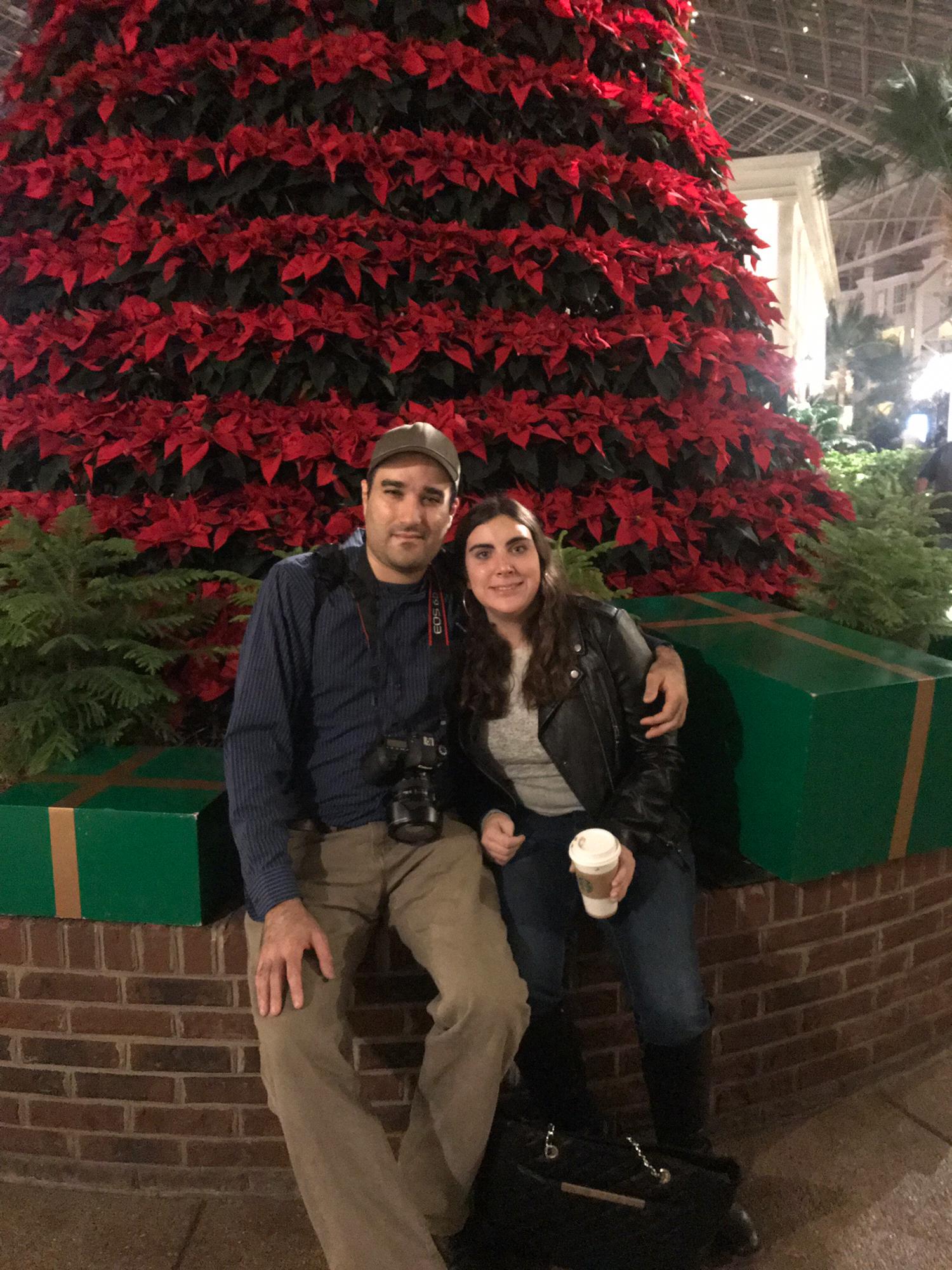 At the Opryland Hotel in Nashville in front of their big tree.