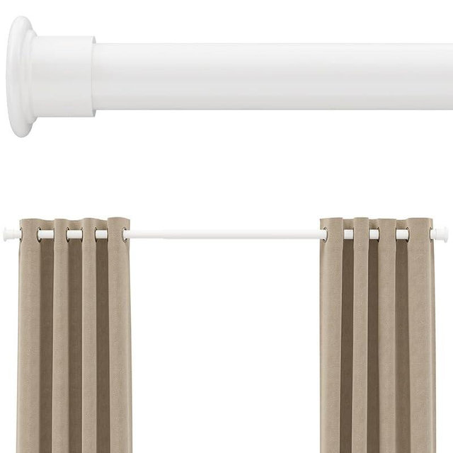 Tension Curtain Rod by EZFurni,42-123 Inches,Heavy Duty Tension Rods for Windows, No Drilling Adjustable Curtain Rod for Patio, Hold Up Blackout Curtains and Non Slip, White