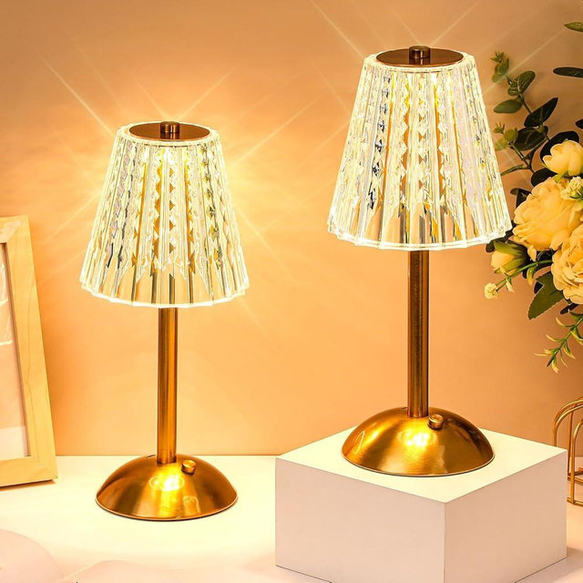 Liliful 2 Pcs Cordless Table Lamp Rechargeable Touch LED Small Gold Portable Battery Operated USB-c Desk Lamp 3 Color Dimmable for Bedroom Living Room Dining (Gold,Classic Style)