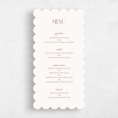 Brown Scalloped Wedding Menu - Milan