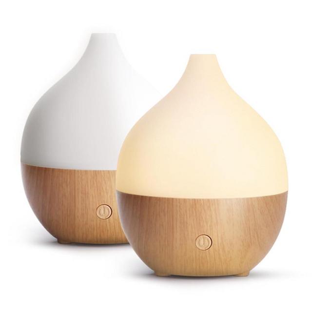 SALKING Essential Oil Diffuser (Set of 2), 100ml Small Aromatherapy Diffuser with Auto Shut-Off, Ultrasonic Diffusers for Essential Oils, Cool Mist Humidifier with Warm White Lights, for Office Home