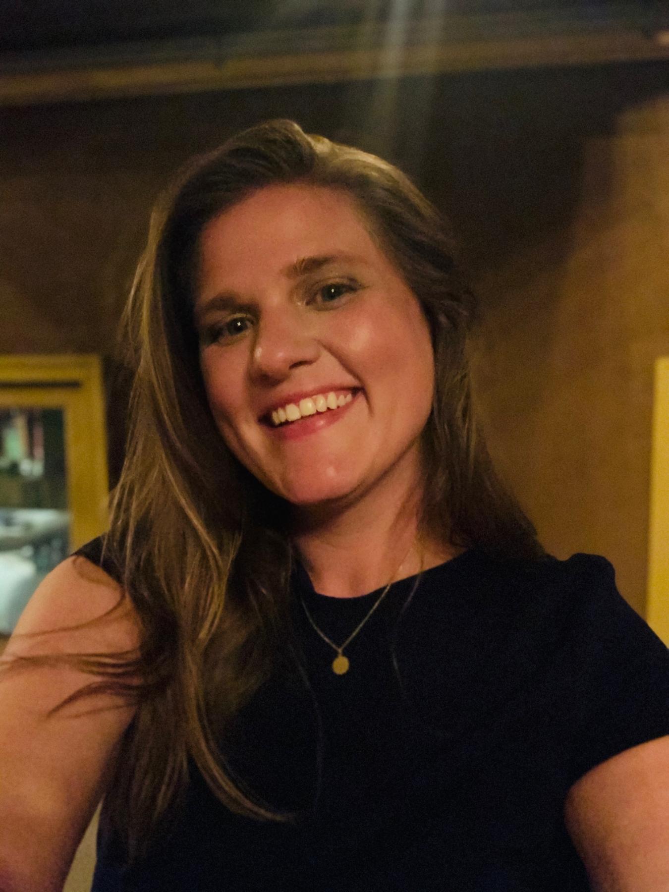 Shawna took a selfie while waiting for Nick to arrive on their first date at the schoolhouse in downtown Arvada.