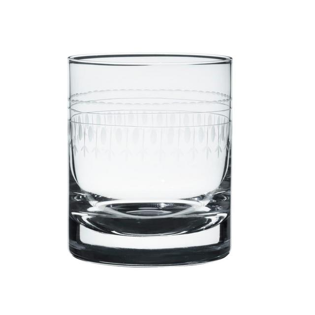 A Pair Of Whisky Glasses With Ovals Design