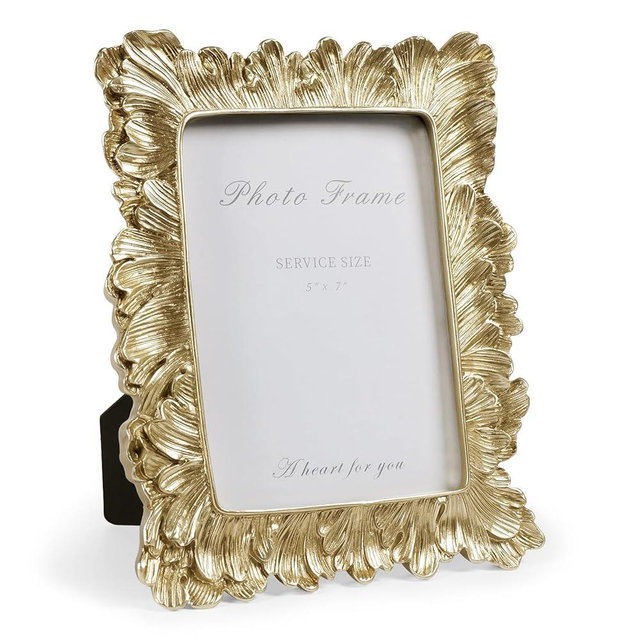 VAN GOGH ART Gold 5x7 Picture Frame, Vintage Gold Palm Leaves Textured Hand-Crafted Resin with Glass Front Elegant Retro Vintage Design Photo Frame for Wall and Tabletop Display Home Decor