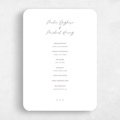 White Rounded Wedding Program - Ivor