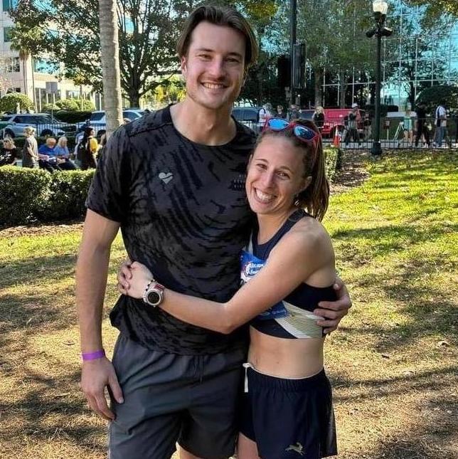 At the 2024 Olympic Marathon Trials after spending a month in Florida together.