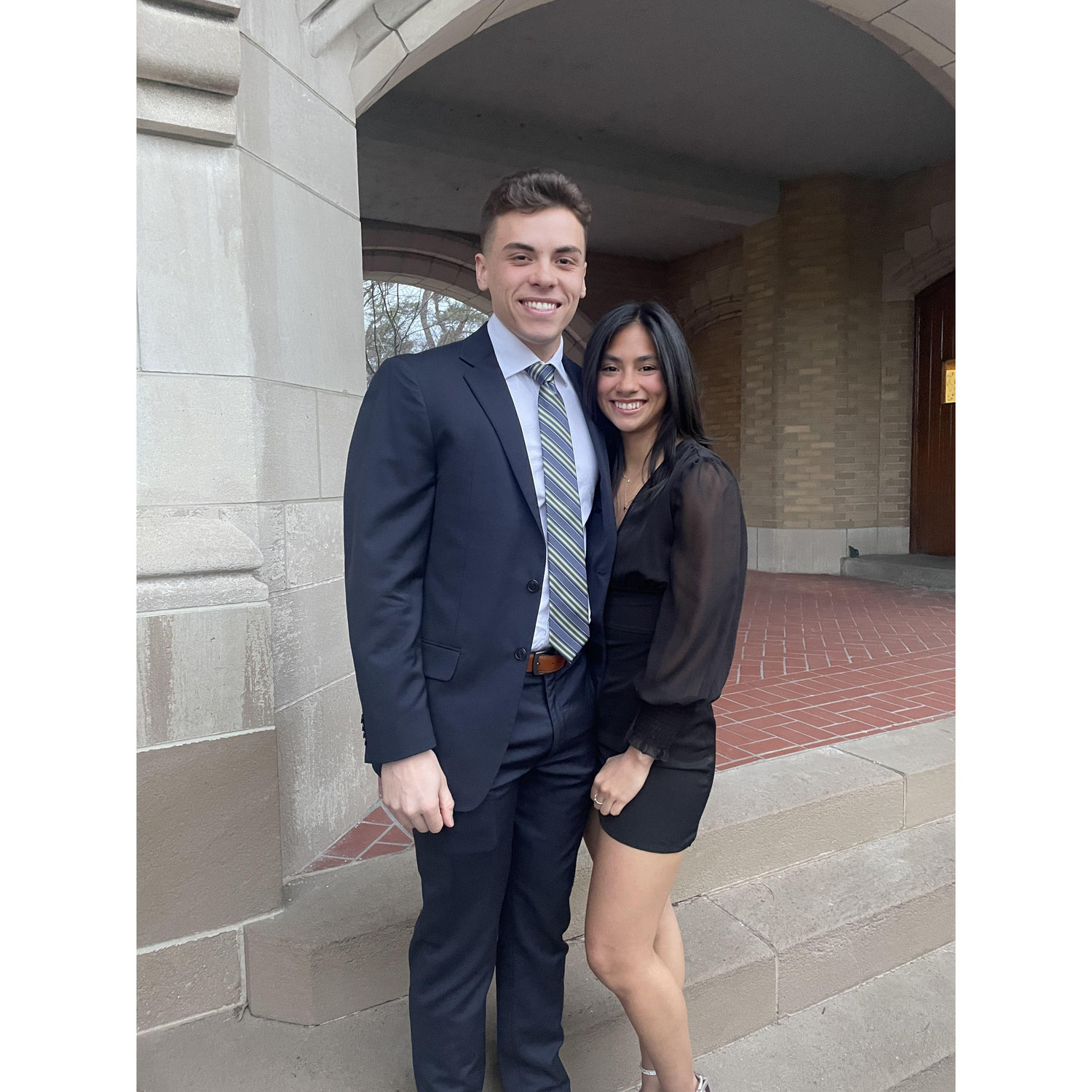 Ethan and Estela's first college formal together