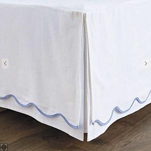 Emma Scalloped Bedskirt & Corner Pleats in 100% Cotton Twill with 15" Drop