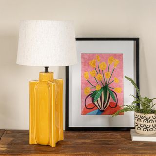 Coraline Ceramic Tall Table Lamp with Linen Shade
