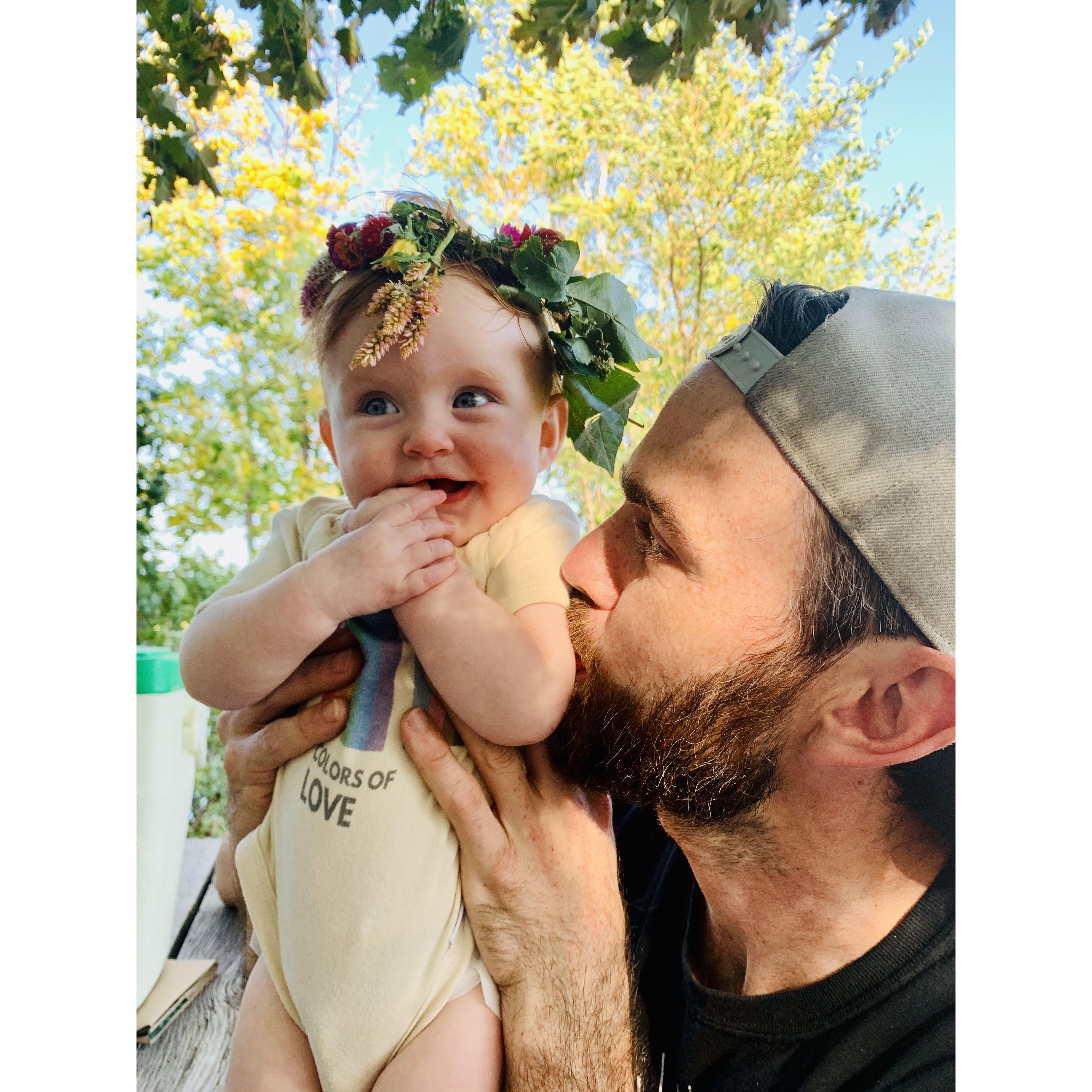 Cliff got Ember this flower crown from the Linden Hills Farmer Market on our summer visit to Minneapolis in 2023.