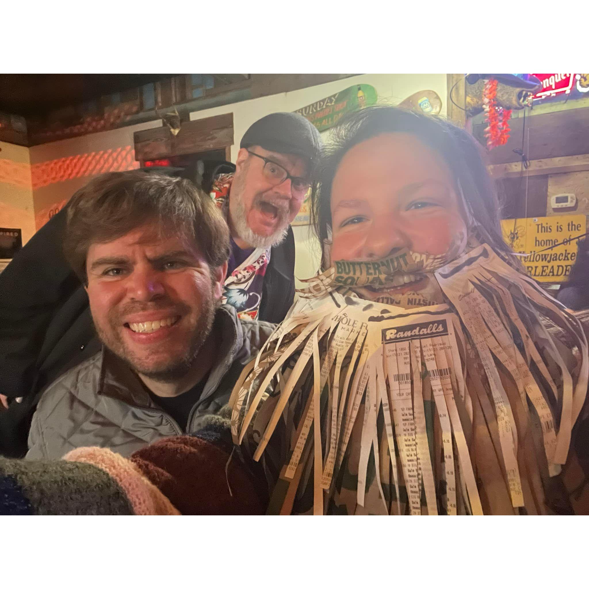 "Come and Shave It" is a facial hair club event in Austin that I enjoy attending. I entered the craft/fantasy beard competition. I made my beard with grocery bags since the charity was the CTFB