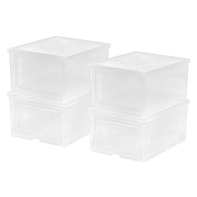 IRIS USA, Inc. EA-MS IRIS Easy Access Men's Shoe Box, Wide, Clear, 4 Pack