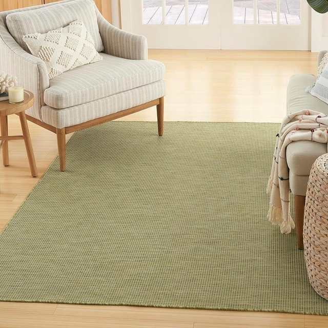 Nourison Positano Indoor/Outdoor Green 5' x 7' Area Rug, Easy Cleaning, Non Shedding, Bed Room, Living Room, Dining Room, Backyard, Deck, Patio (5x7)