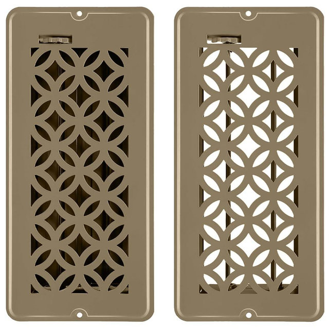 2 Pack Floor Vent Covers, Floor Register 4x10, Adjustable Decorative Vent Covers for Home Floor Ceiling or Sidewall Vent, Heavy Duty Walkable Steel Floor Vents, Rust-Proof Finish (Brown)
