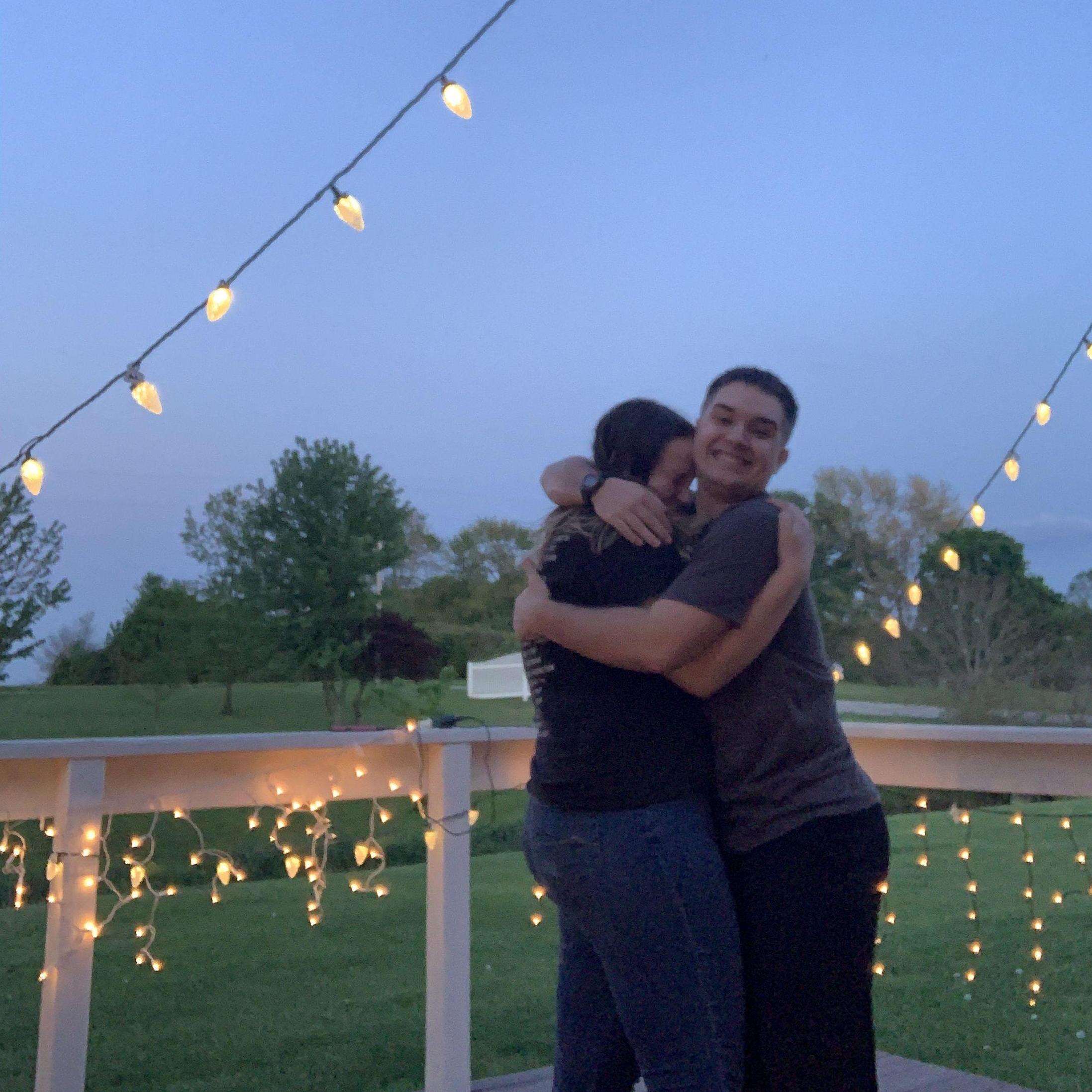 July 2020 - Bryce threw a DIY prom after our senior prom was cancelled due to COVID with lights, a speaker, and a homemade playlist!