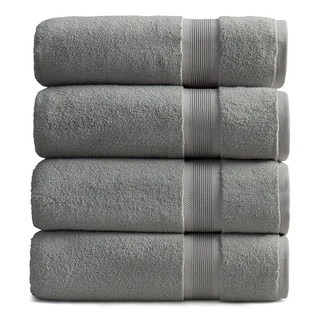 Springtree Home Luxury Bamboo Rayon Bath Towel Set of 4 | 35% Bamboo Rayon - 65% Cotton | Absorbent Quick-Dry Towels for Bathroom | Oeko-TEX Standard 100 Cotton | Carbon